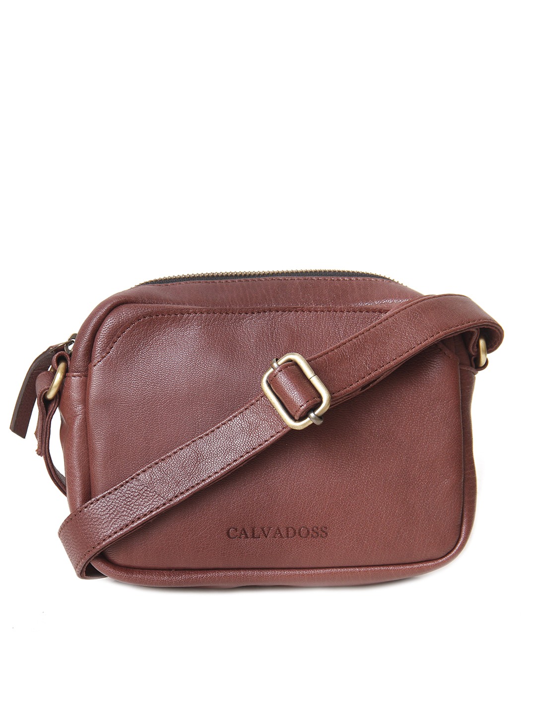 

Calvadoss Leather Structured Sling Bag, Brown