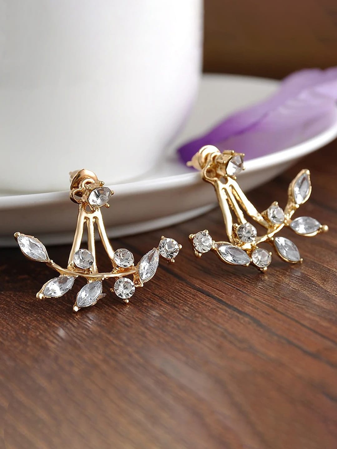 

Jewels Galaxy Gold-Plated Contemporary Drop Jacket Earrings