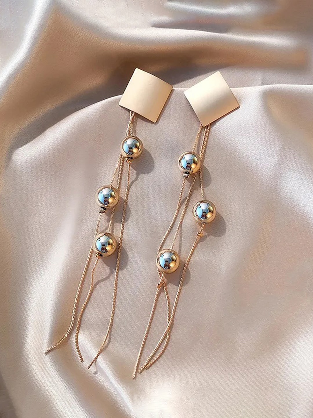 

Jewels Galaxy Gold-Plated Contemporary Tassel Drop Earrings