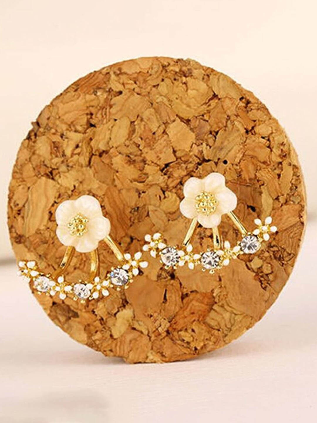 

Jewels Galaxy Gold-Plated Floral Shaped Drop Jacket Earrings