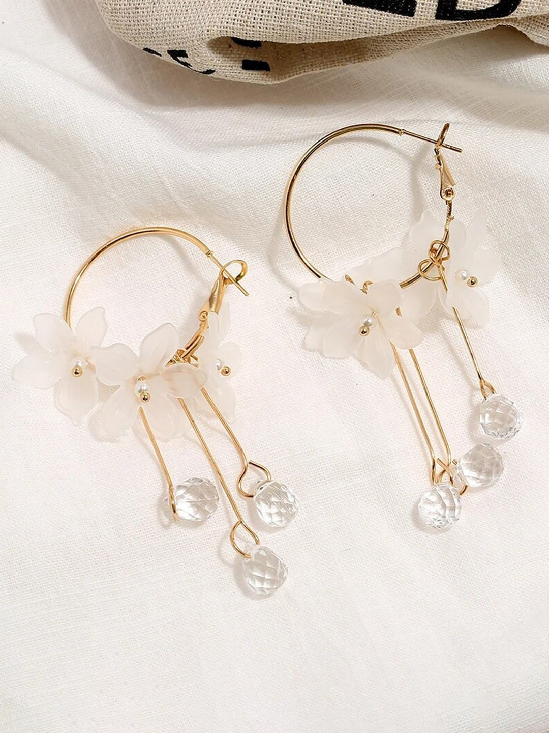 

Jewels Galaxy Gold-Plated Floral Design Contemporary Drop Earrings