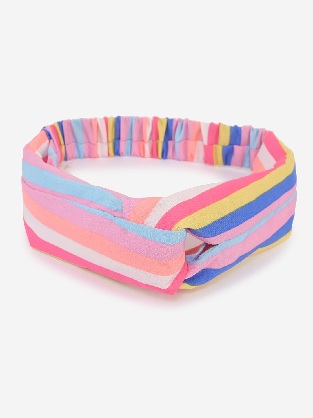 

BuckleUp Women Striped Fabric Hairband, Peach