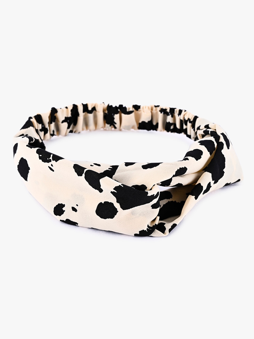 

BuckleUp Women Animal Printed Fabric Hairband, Beige