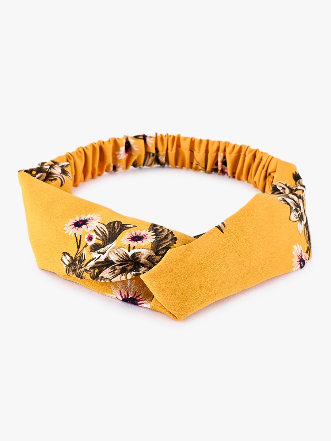 

BuckleUp Floral Printed Stretchable Hairband, Yellow