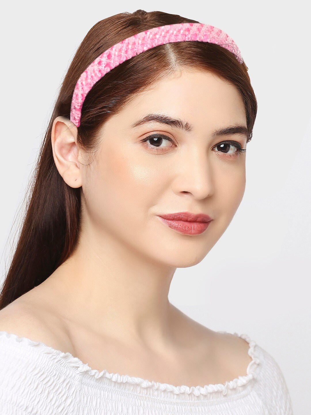 

OOMPH Women Crystal Studded Hairband, Pink