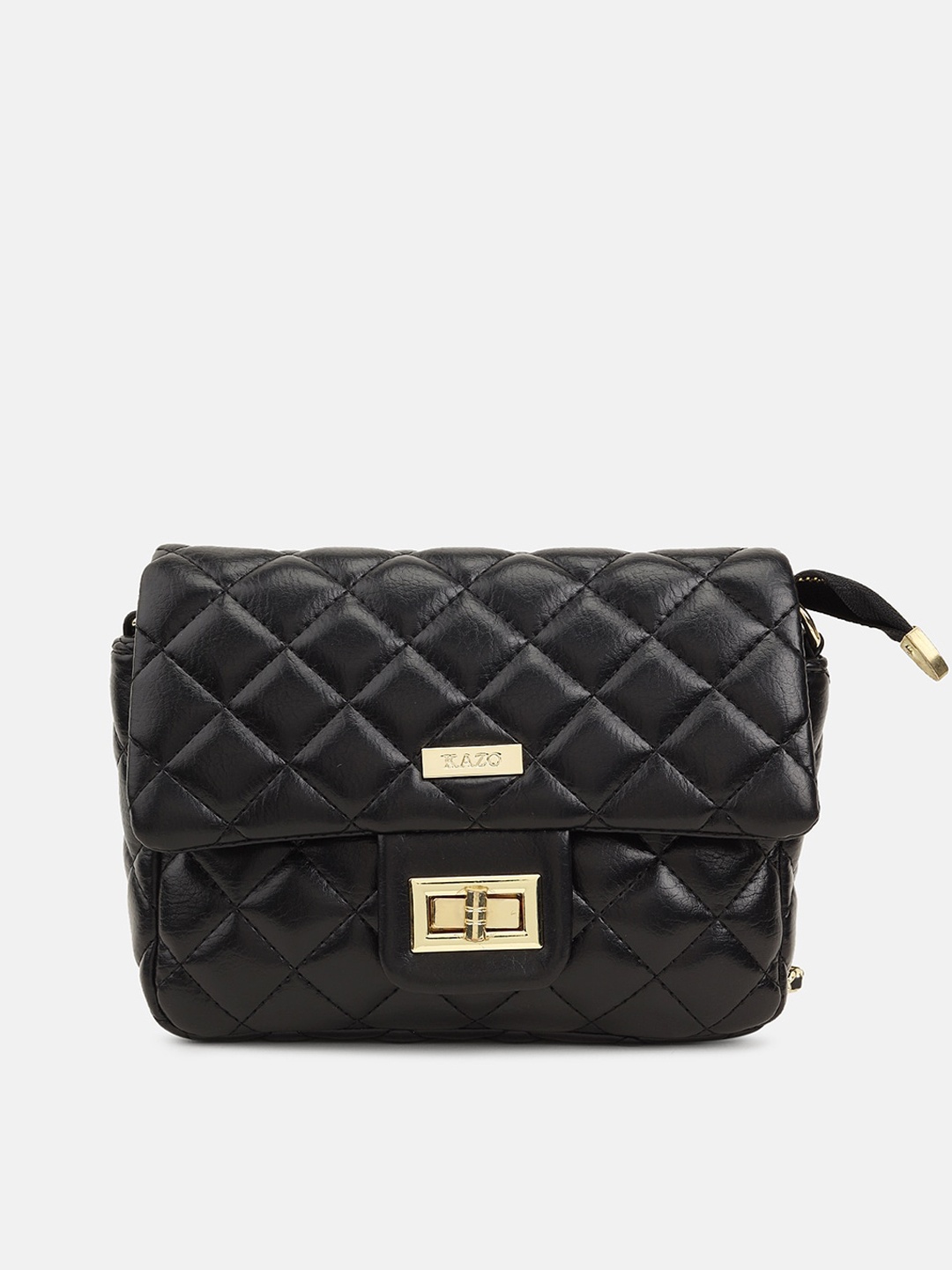 

Kazo Textured Pu Structured Sling Bag with Quilted, Black