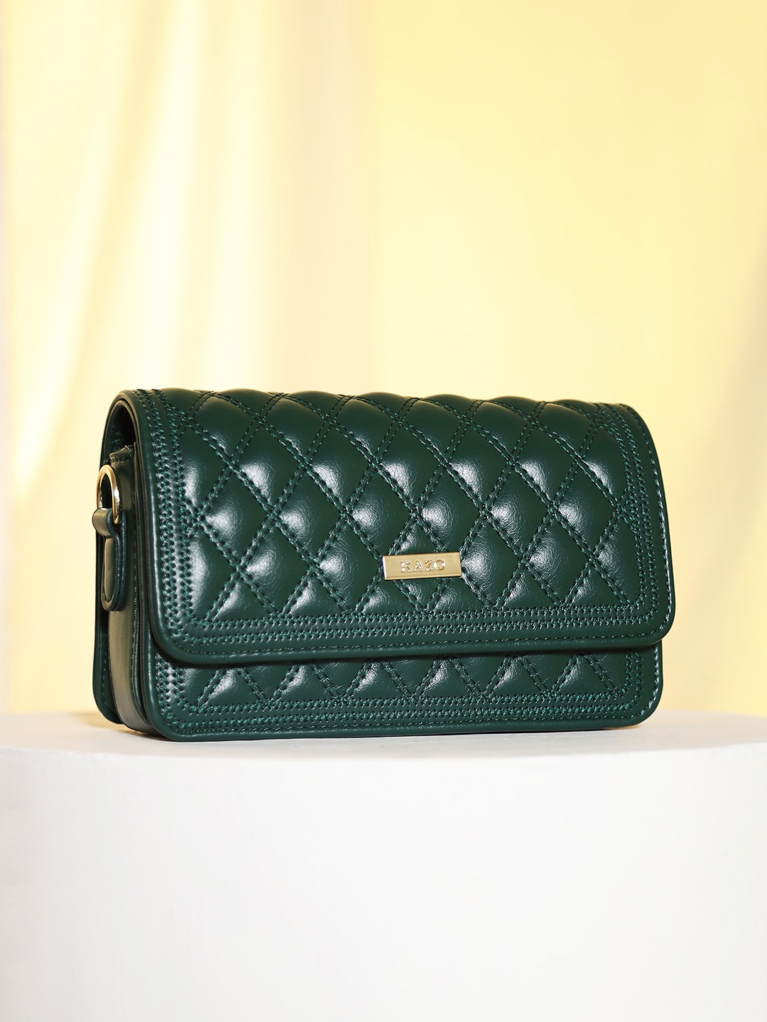 

Kazo Structured Shoulder Bag With Quilted & Scarf, Green