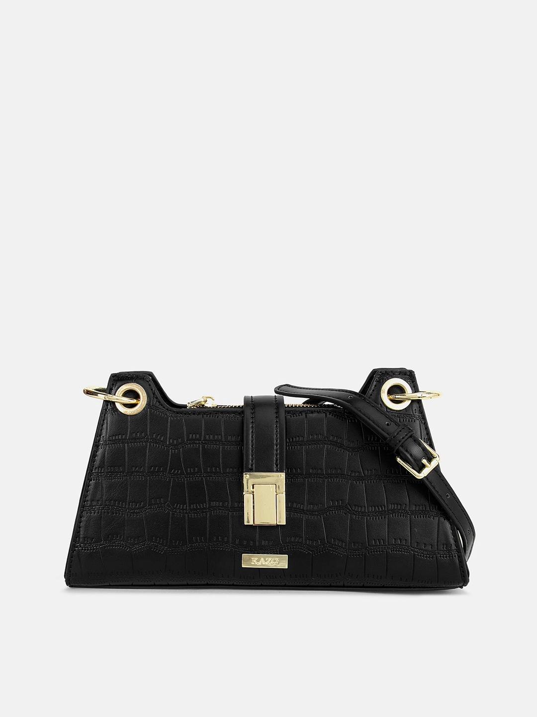 

Kazo Textured PU Structured Sling Bag, Black