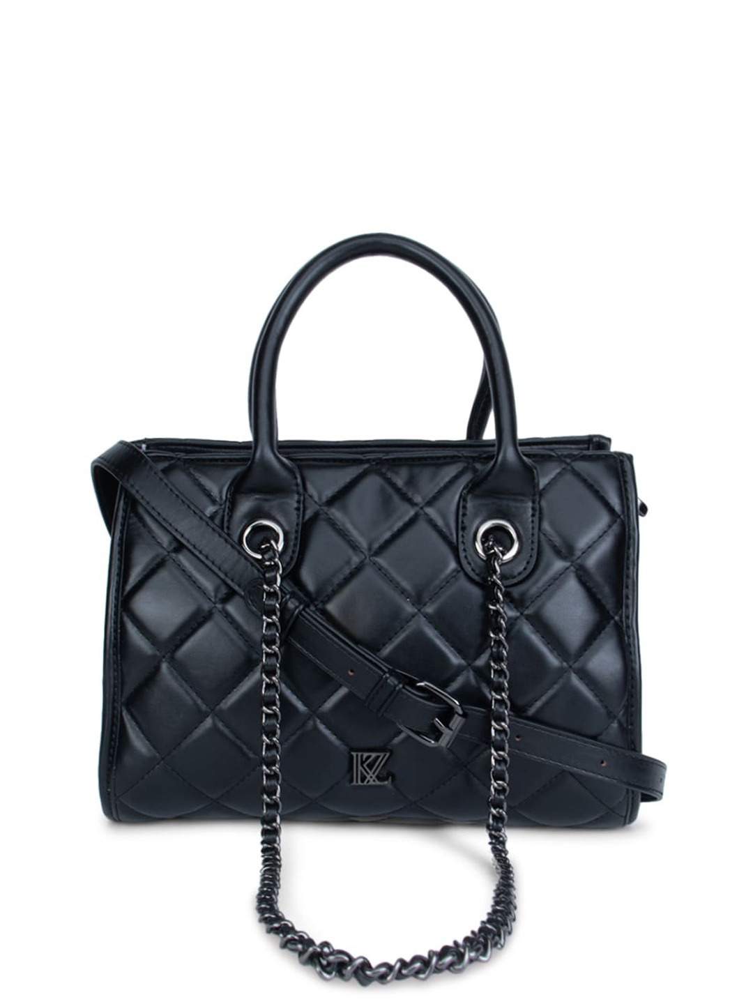 

Kazo Textured PU Structured Handheld Bag with Quilted, Black
