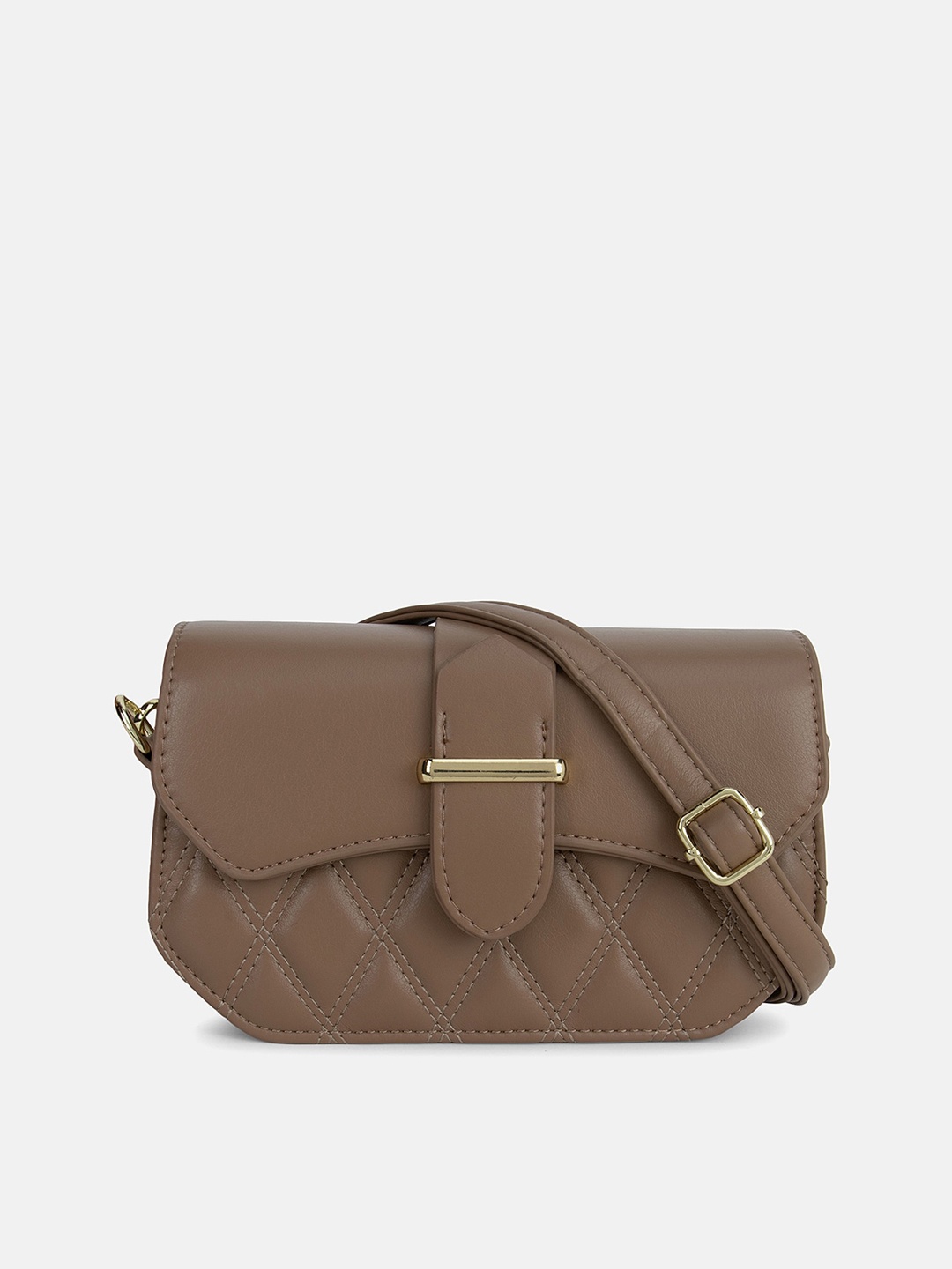 

Kazo Pu Textured Structured Sling Bag, Beige