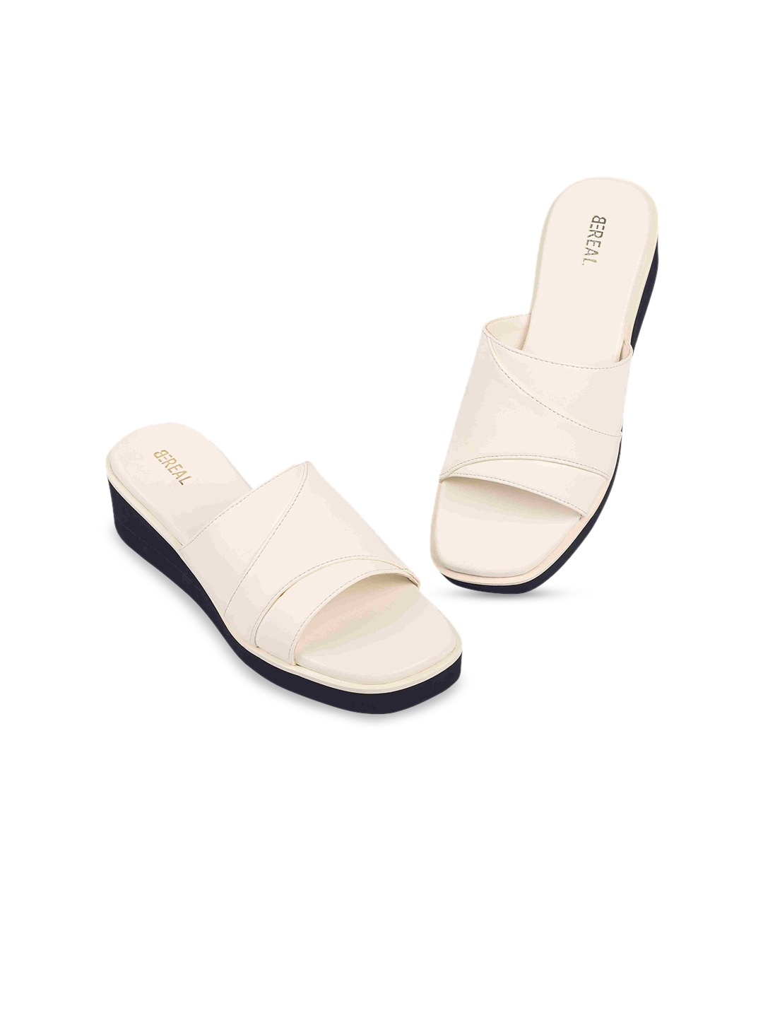 

BEREAL Open Toe Flatform Heels, White