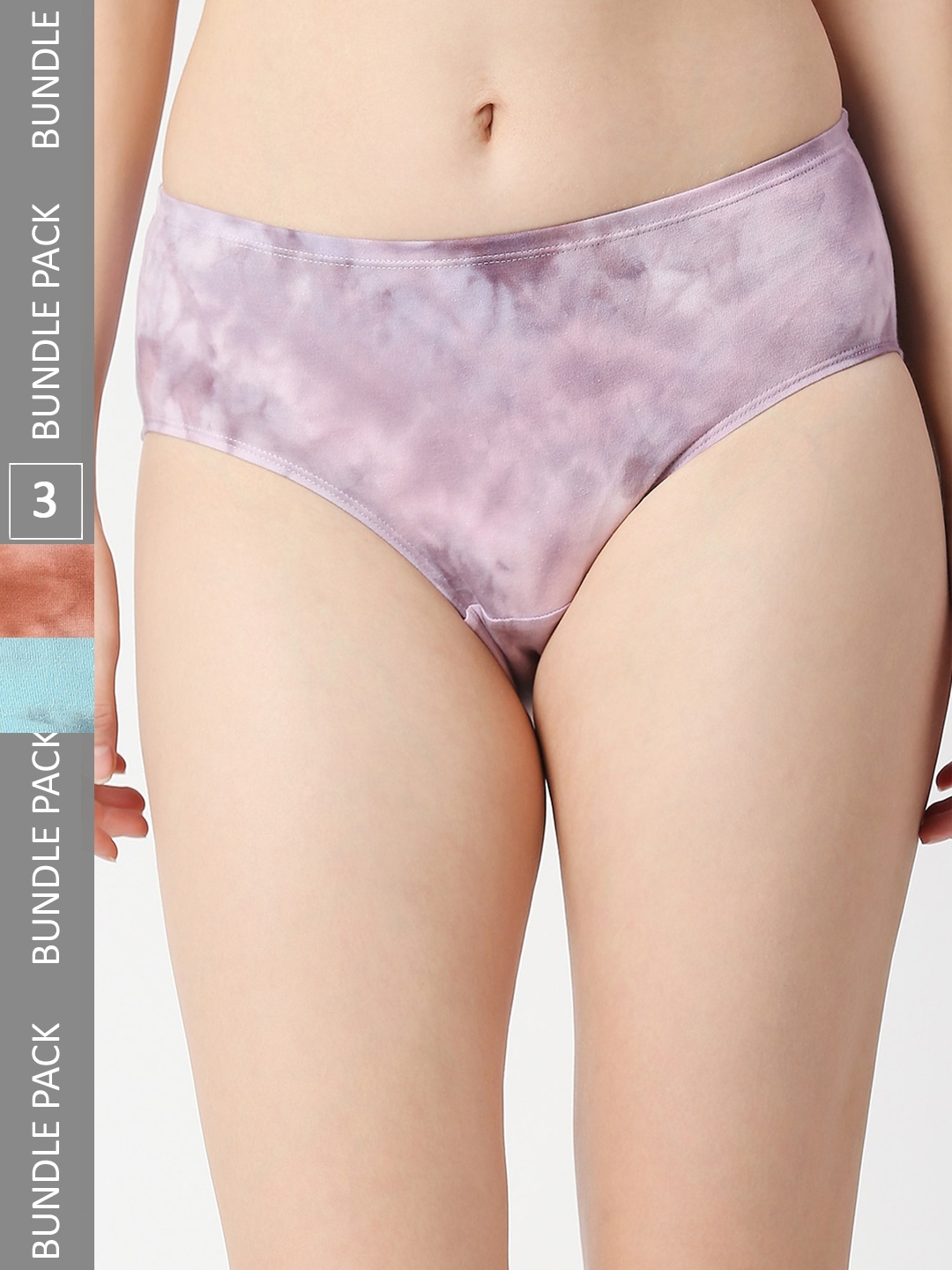 

RedRose Women Pack Of 3 Printed Hipster Briefs, Blue
