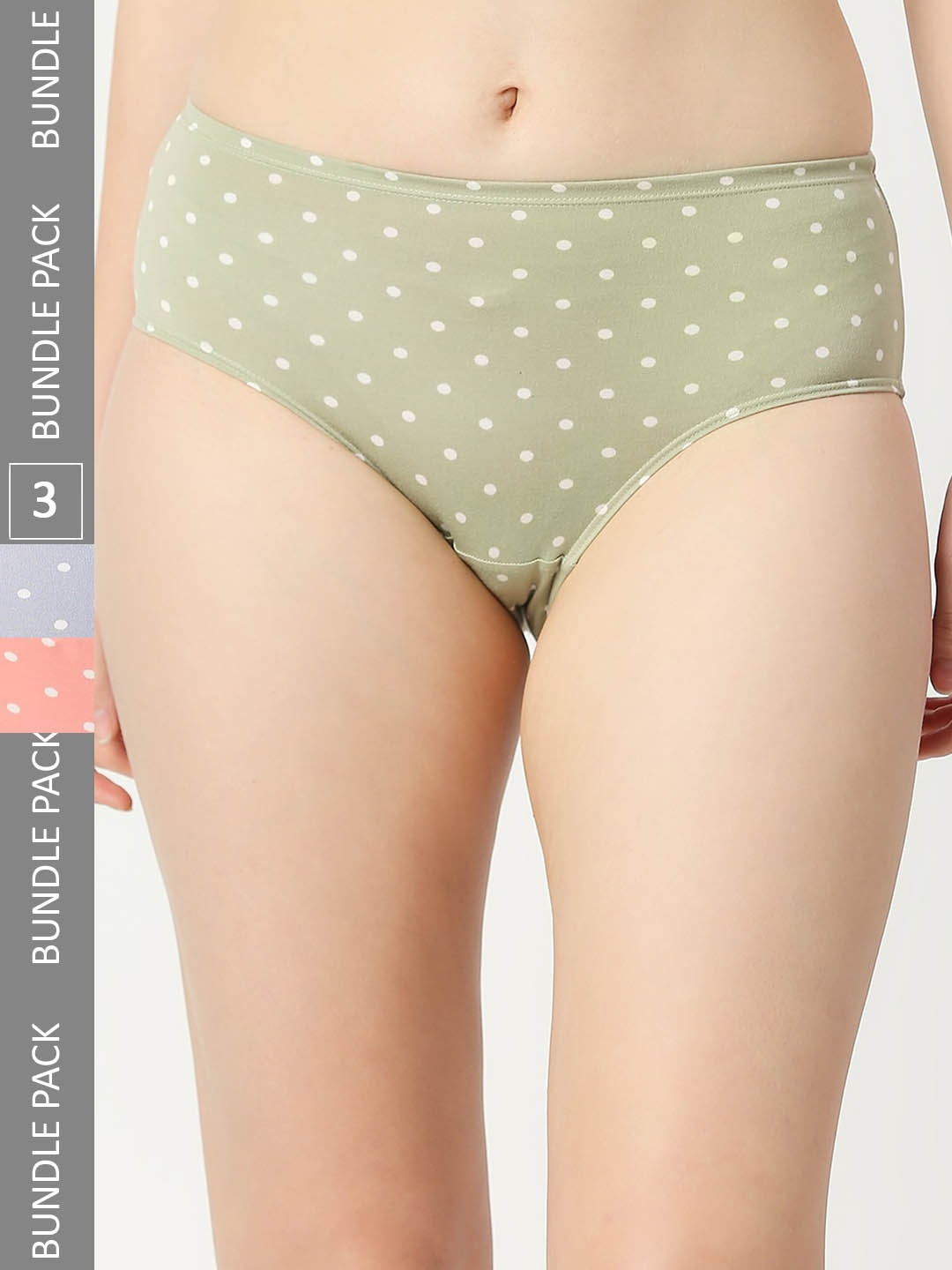 

RedRose Women Pack Of 3 Dots Printed Hipster Briefs, Grey