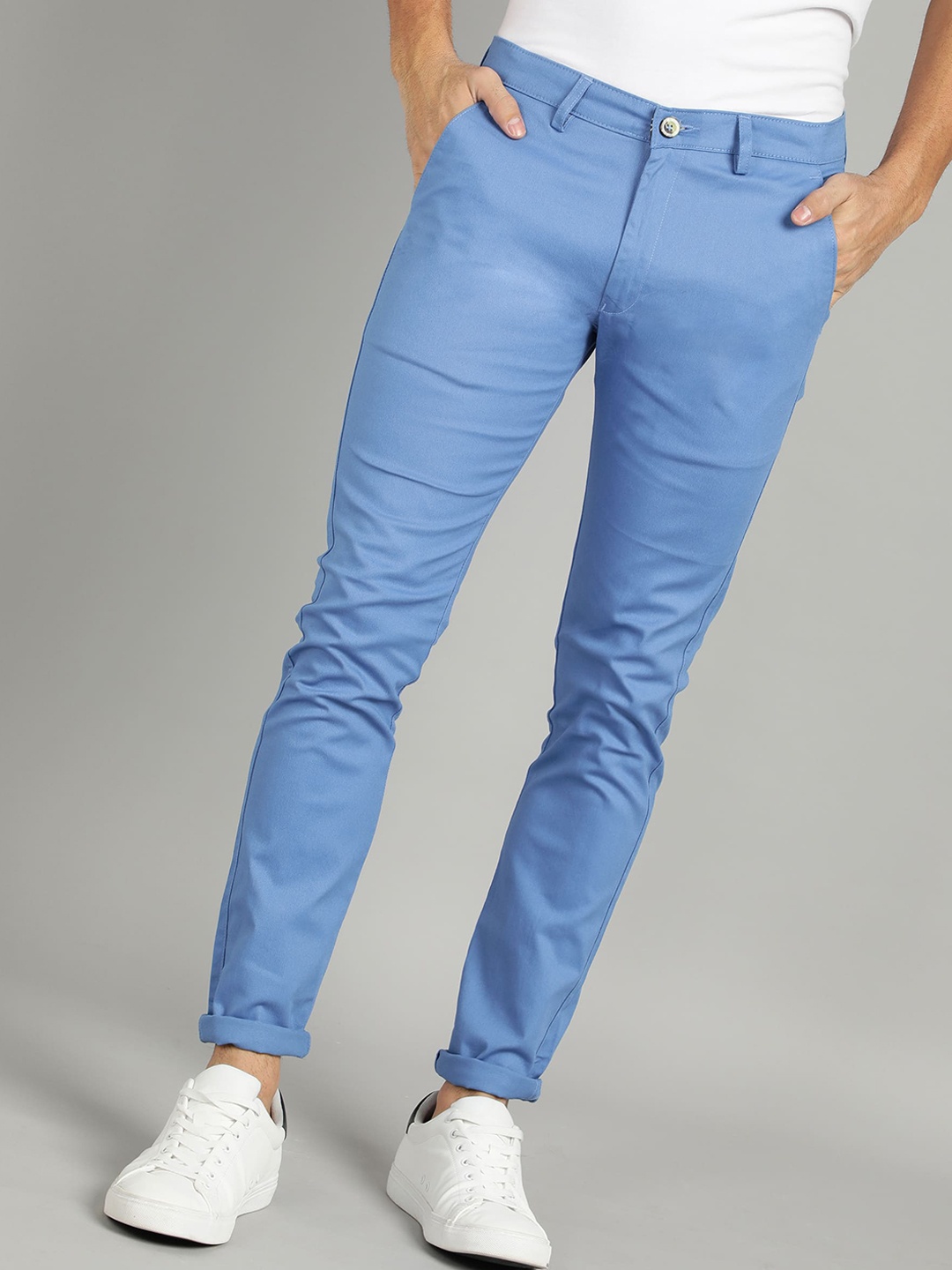 

Urbano Fashion Men Mid-Rise Slim Fit Chinos Trousers, Blue