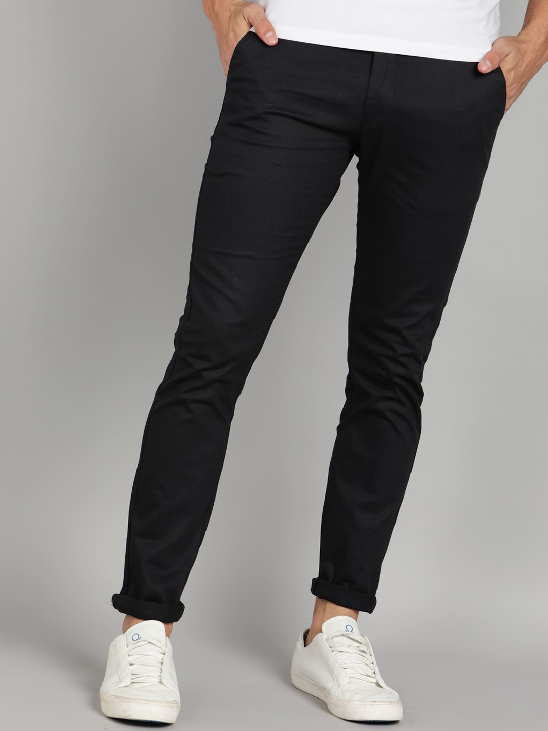 

Urbano Fashion Men Mid-Rise Slim Fit Chinos Trousers, Black