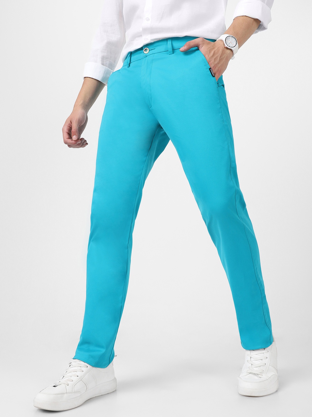 

Urbano Fashion Men Mid-Rise Slim Fit Chinos Trousers, Blue