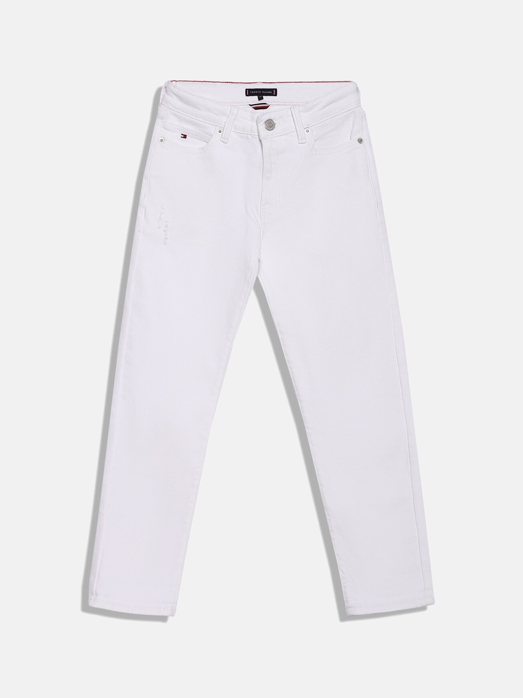 

Tommy Hilfiger Boys Regular Fit Low Distress Jeans, White