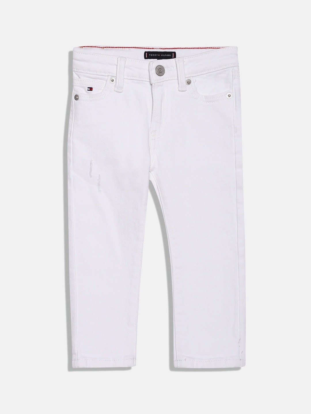 

Tommy Hilfiger Boys Regular Fit Low Distress Jeans, White