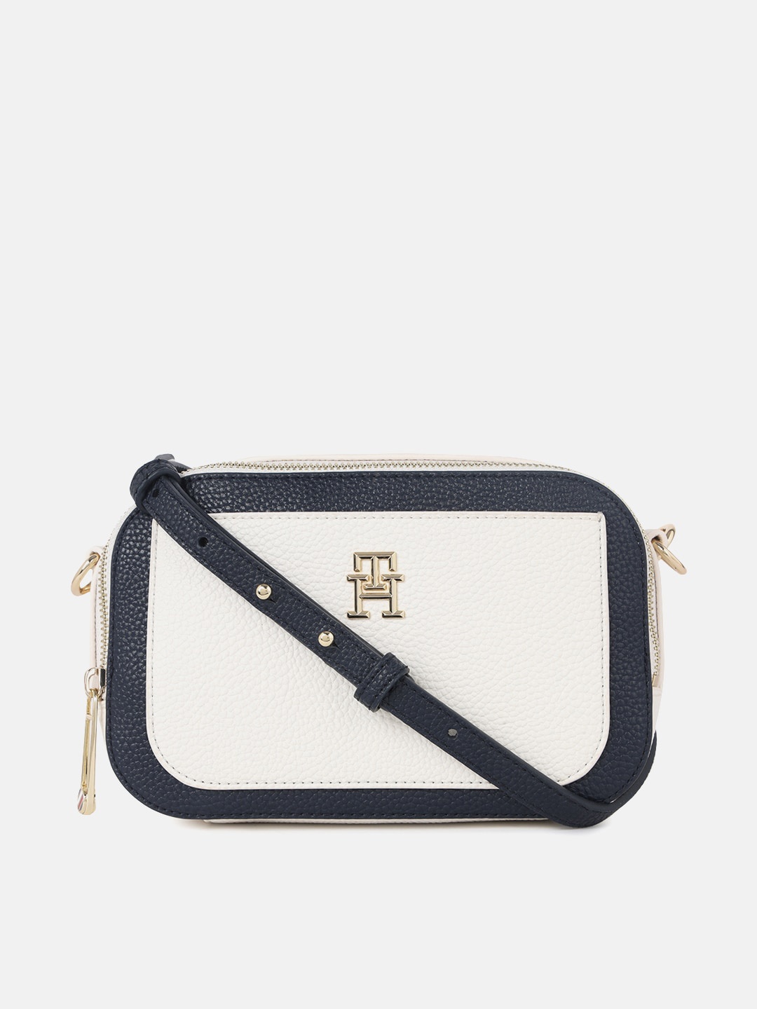 

Tommy Hilfiger Colourblocked Structured Sling Bag, Navy blue