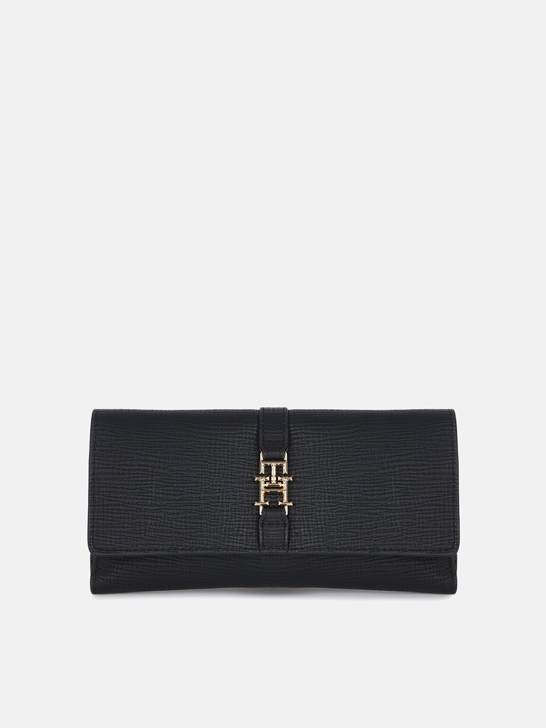 

Tommy Hilfiger Women Black & Gold-Toned PU Envelope