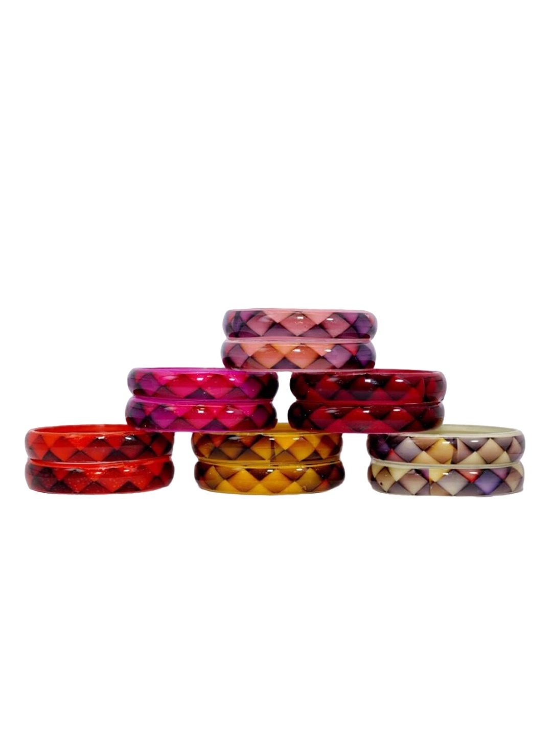 

NMII Set Of 12 Printed Glossy Finished Kada Bangles, Na