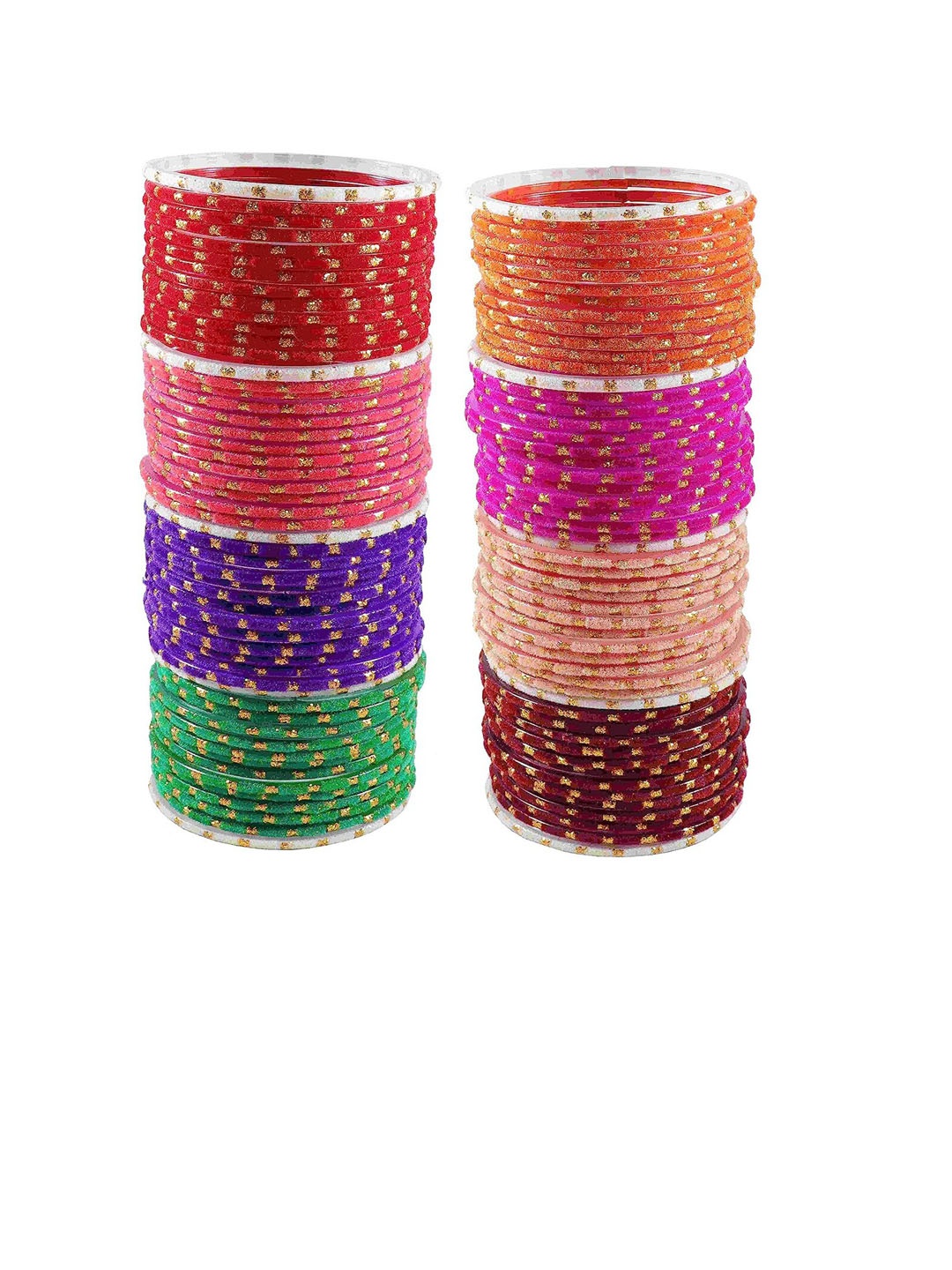

NMII Set Of 106 Velvet Worked Glossy Finished Bangles, Red