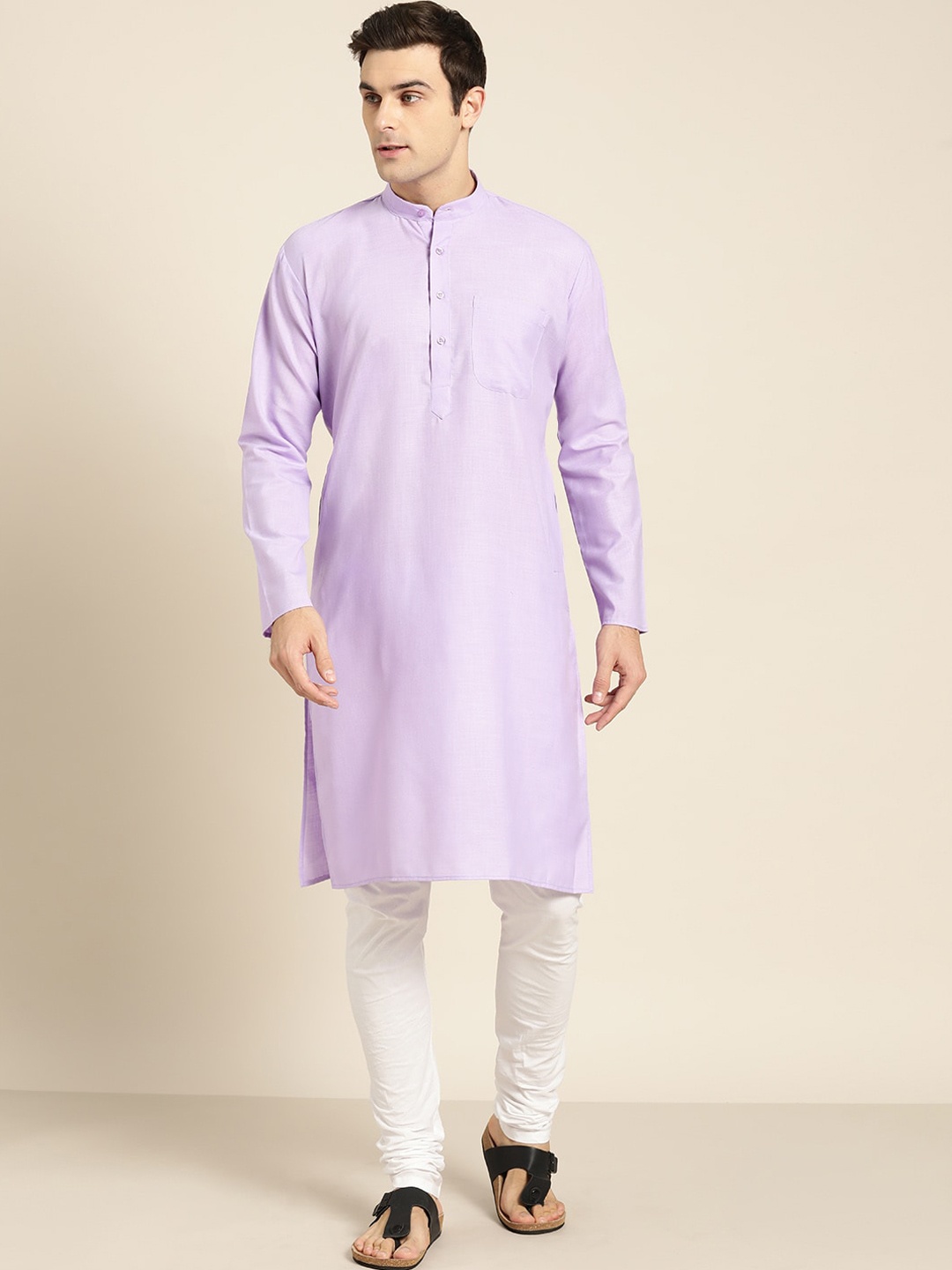

SOJANYA Mandarin Collar Straight Kurta, Lavender