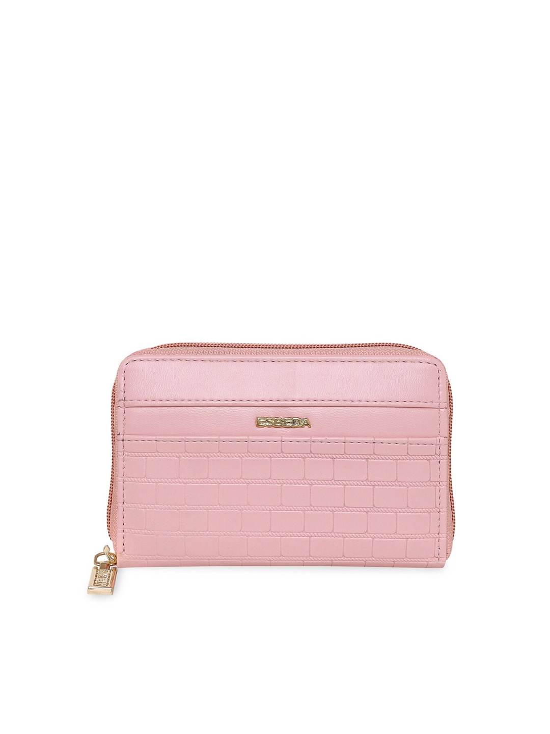 

ESBEDA Women Textured PU Zip Around Wallet, Pink
