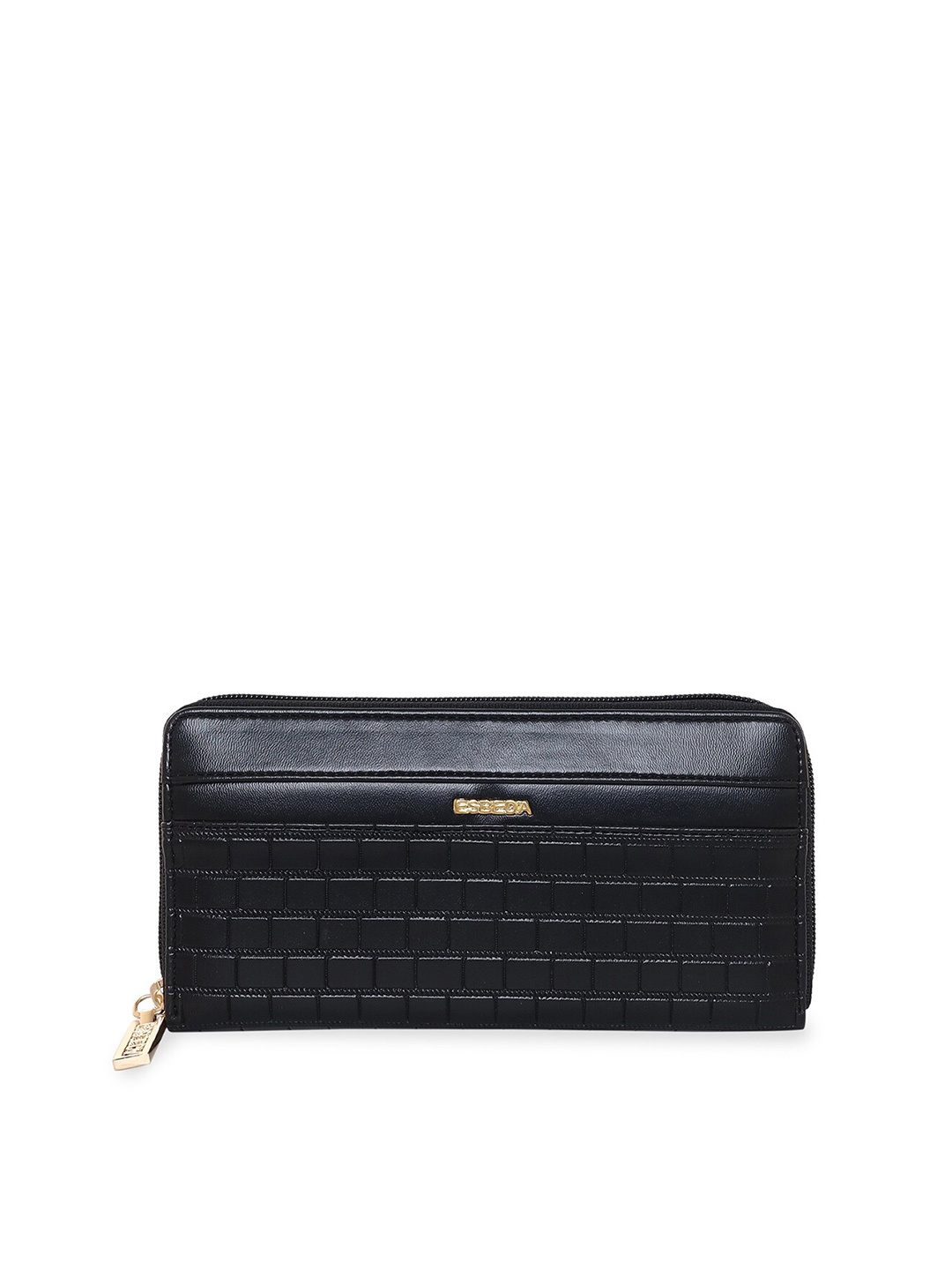 

ESBEDA Women Textured PU Zip Around Wallet, Black