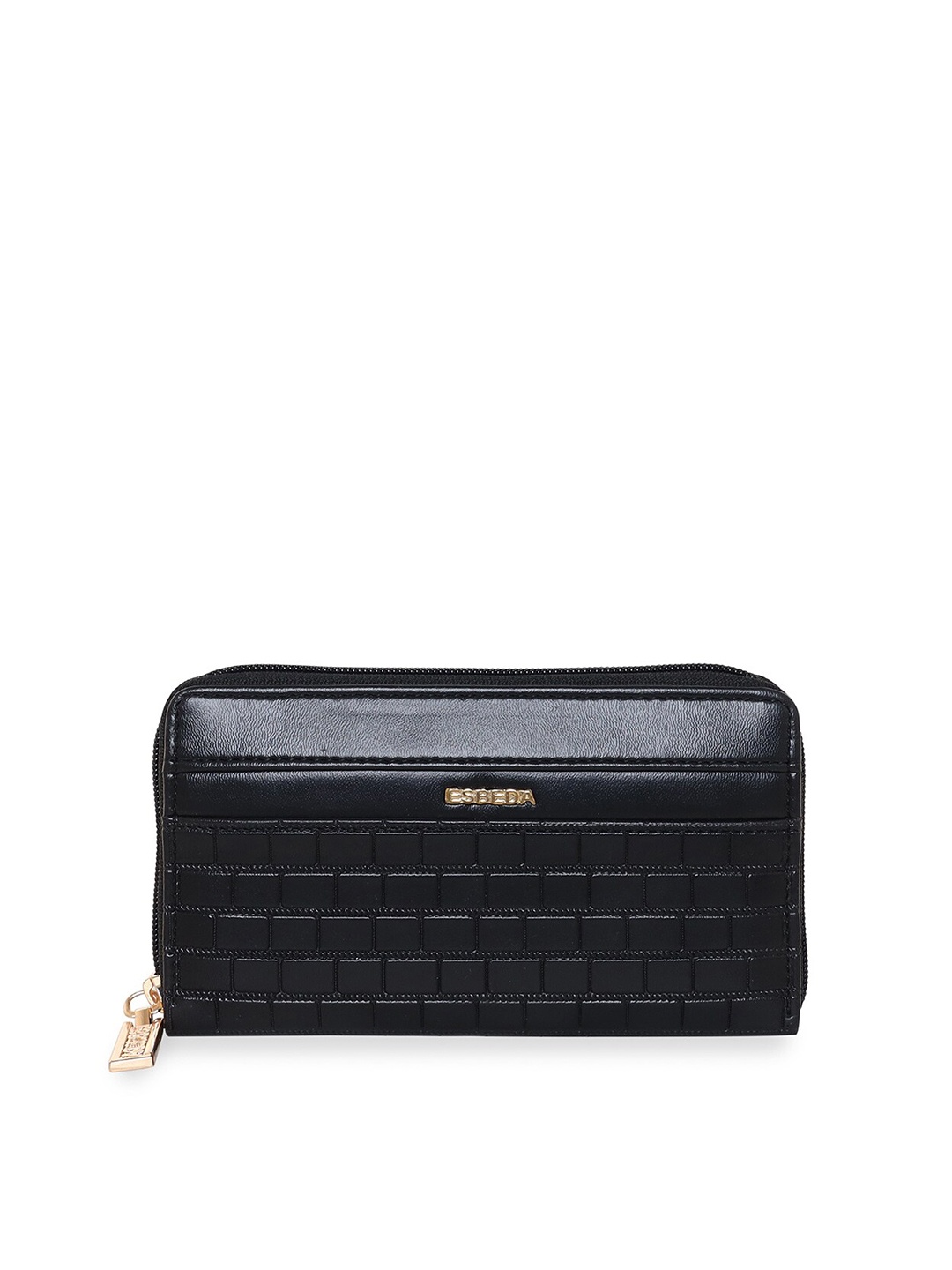 

ESBEDA Women Textured PU Zip Around Wallet, Black