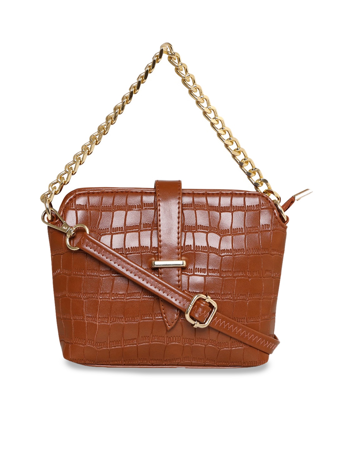

ESBEDA Croco Textured Sling Bag, Tan