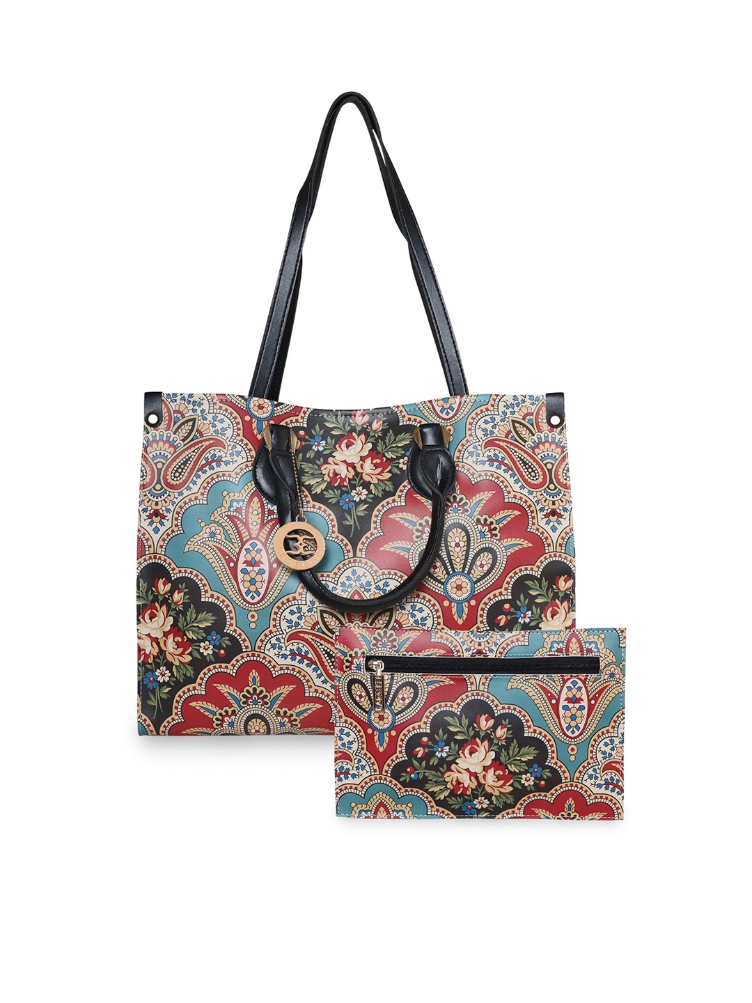 

ESBEDA Ethnic Motifs Printed PU Shopper Tote Bag, Green