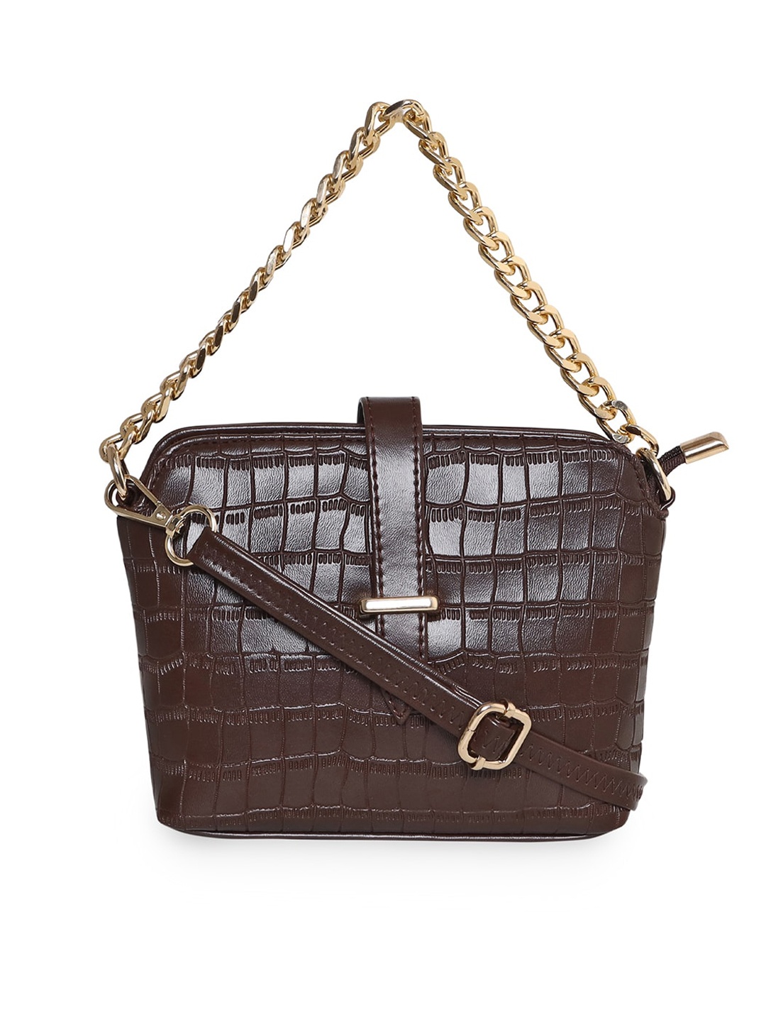 

ESBEDA Croco Textured Sling Bag, Brown