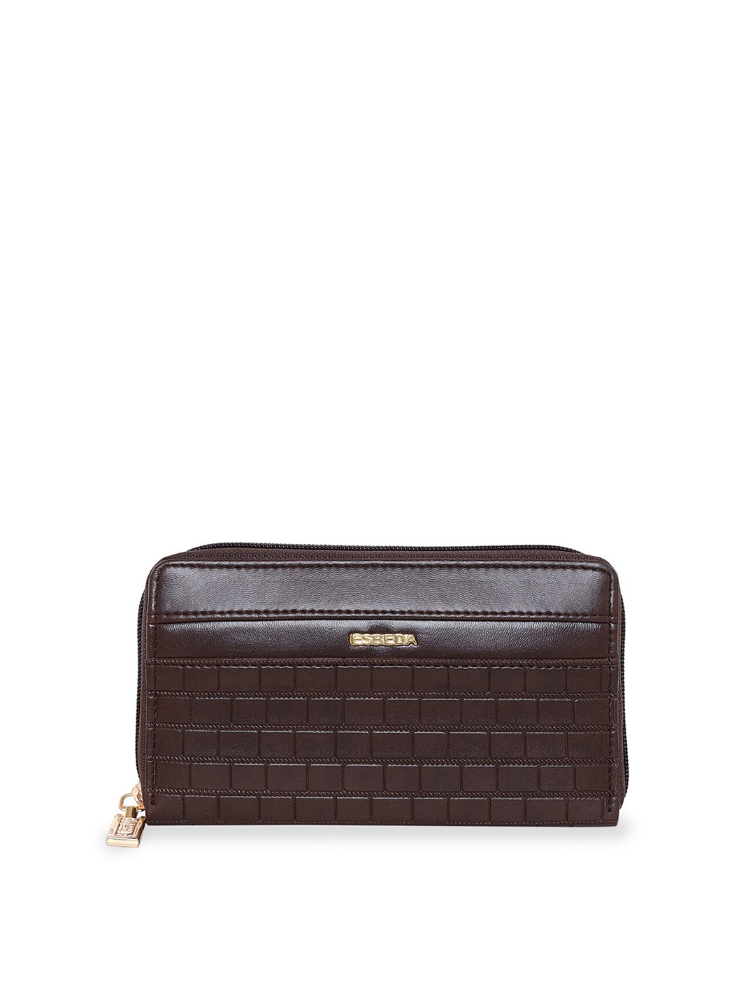 

ESBEDA Women Textured Zip Around Wallet, Brown