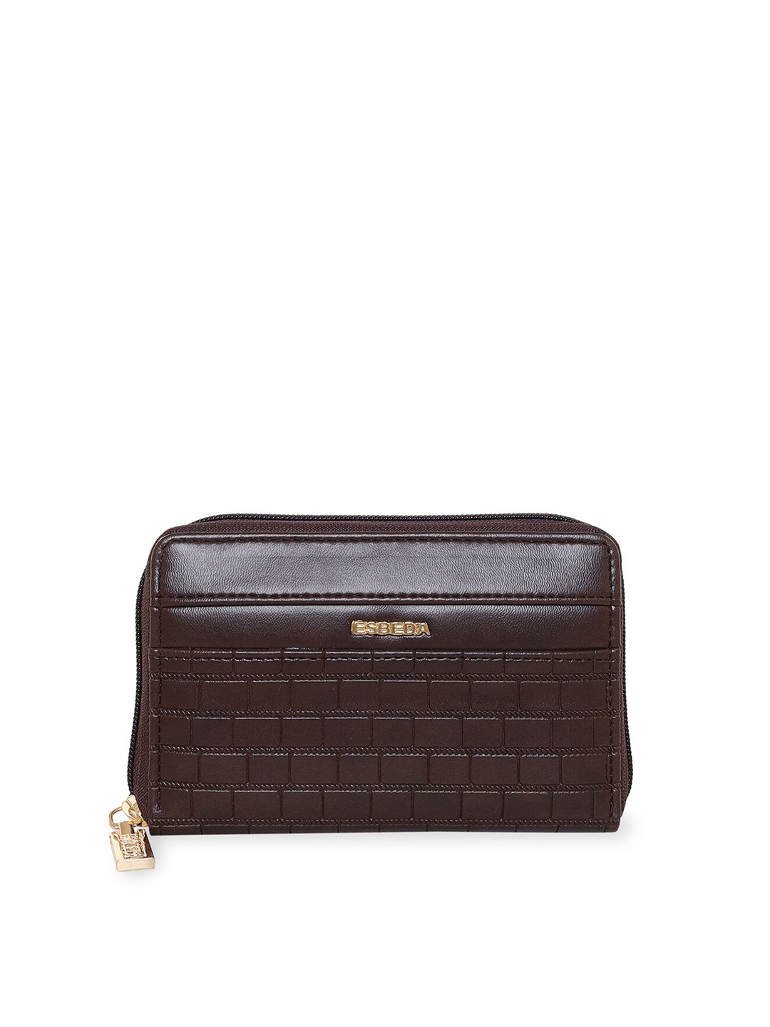 

ESBEDA Women Textured Zip Around Wallet, Brown