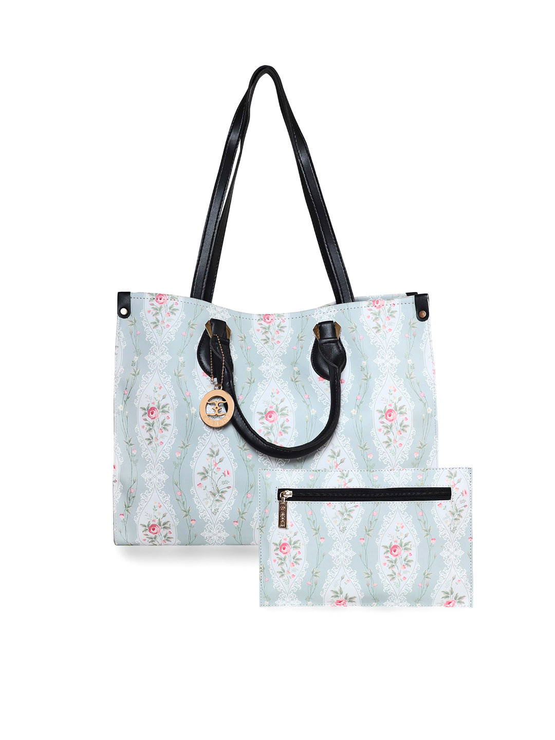 

ESBEDA Printed PU Oversized Structured Shoulder Bag, Blue