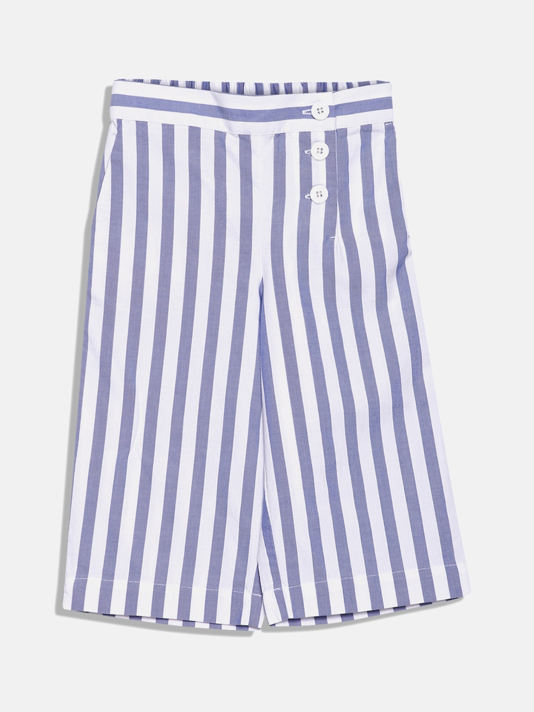 

Tommy Hilfiger Girls Striped Cotton Culottes Trousers, Blue