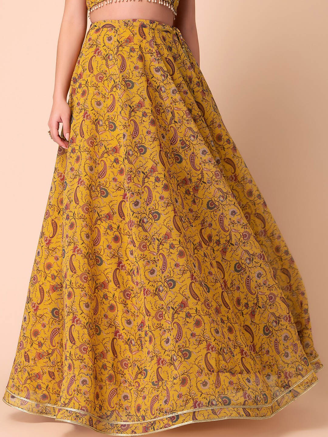

INDYA X VARUN BAHL Printed Lehenga Skirt With Cancan, Yellow