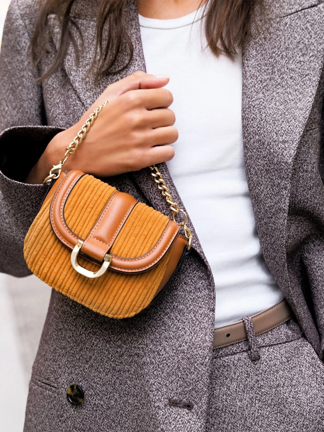 

CARPISA Textured Bucket Sling Bag, Tan