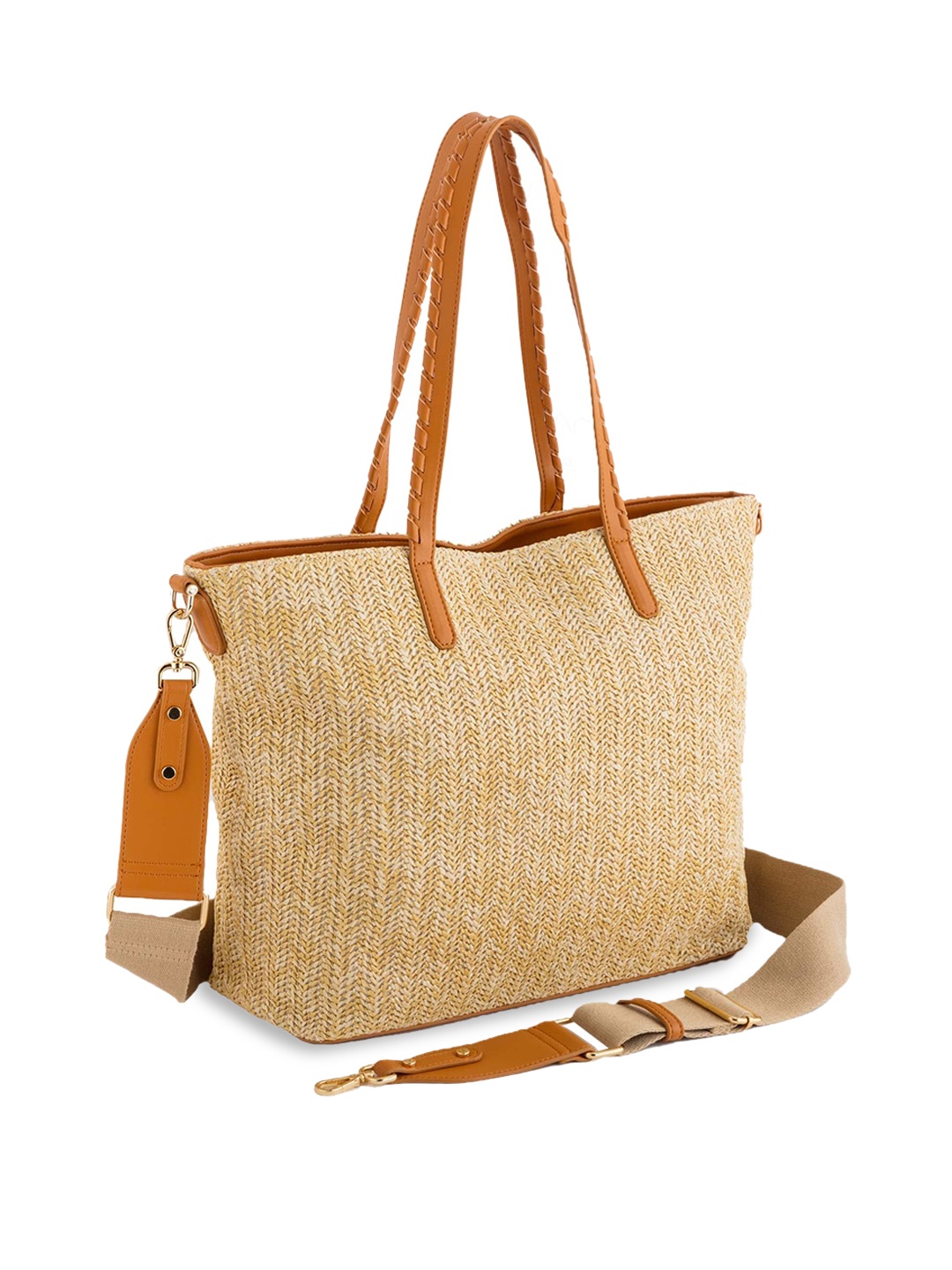 

CARPISA Textured Oversized Shopper Shoulder Bag with Cut Work, Beige