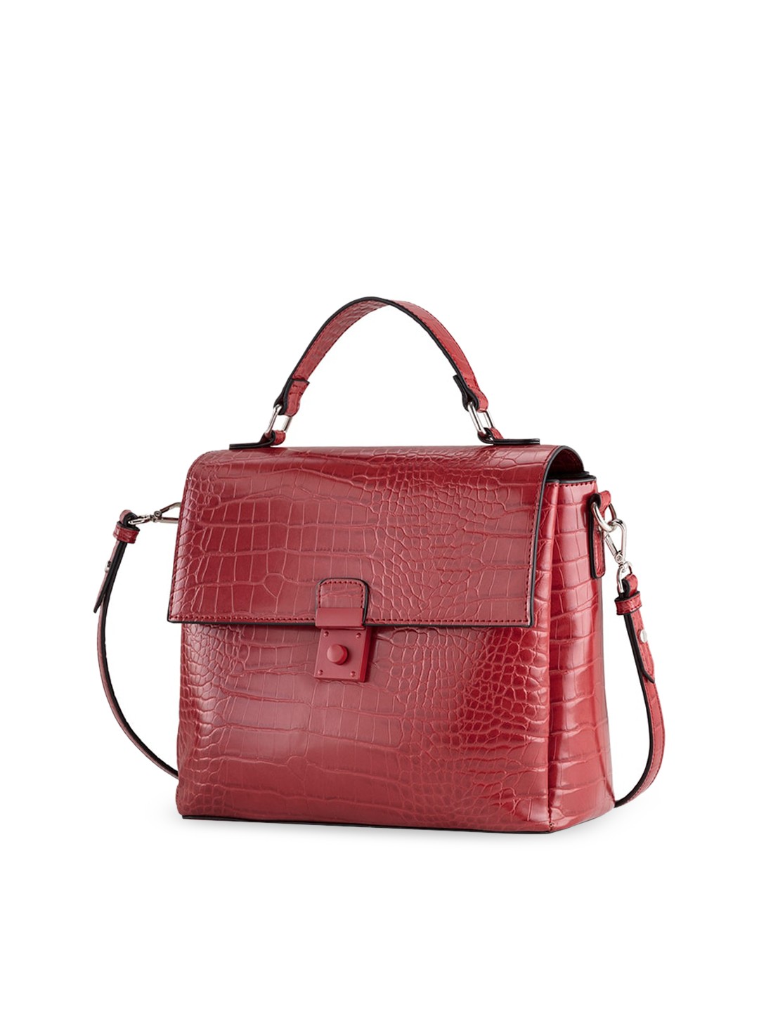 

CARPISA Animal Textured Structured Satchel With Detachable Sling Strap, Red