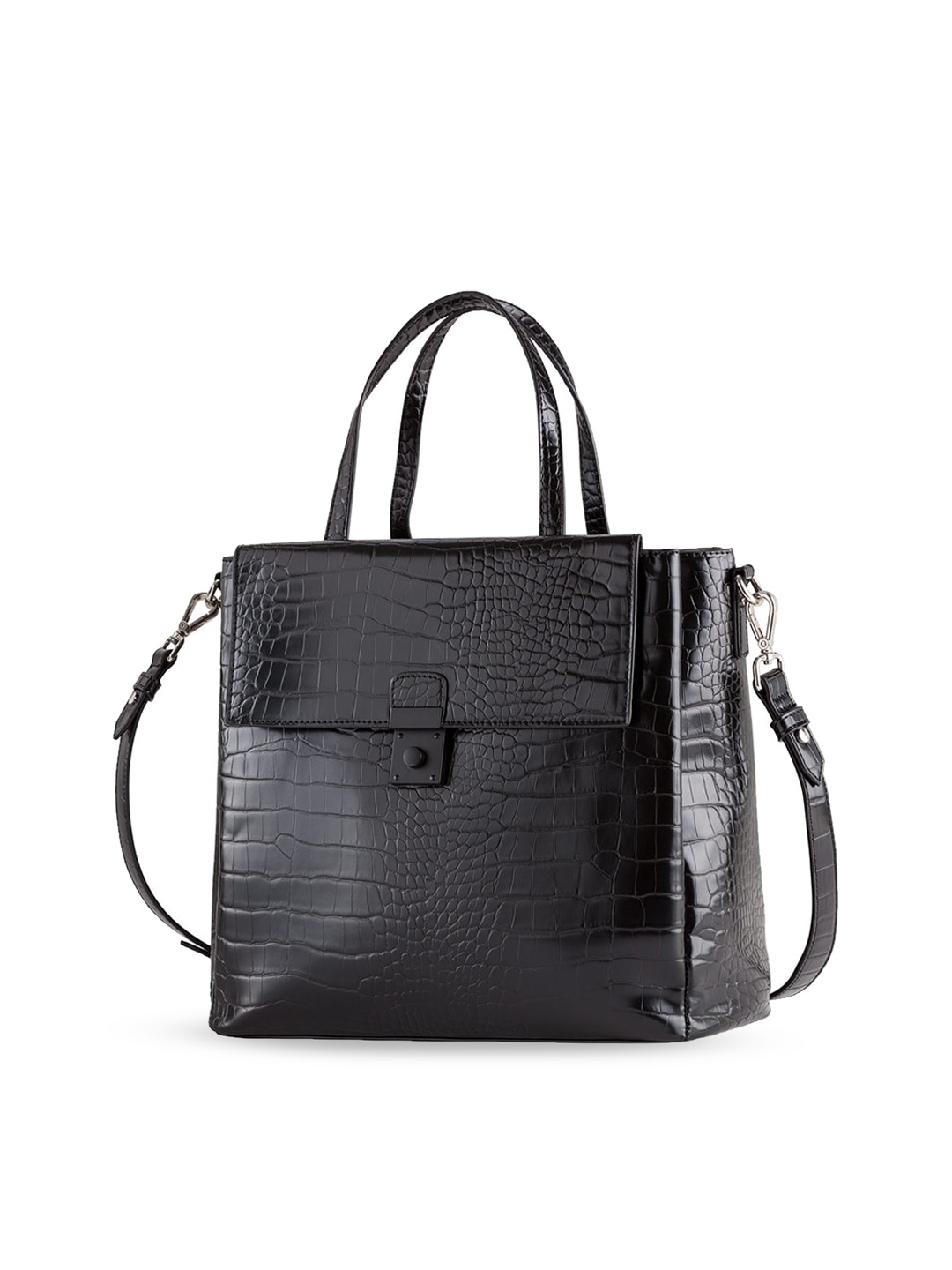 

CARPISA Textured Oversized Structured Handheld Bag, Black