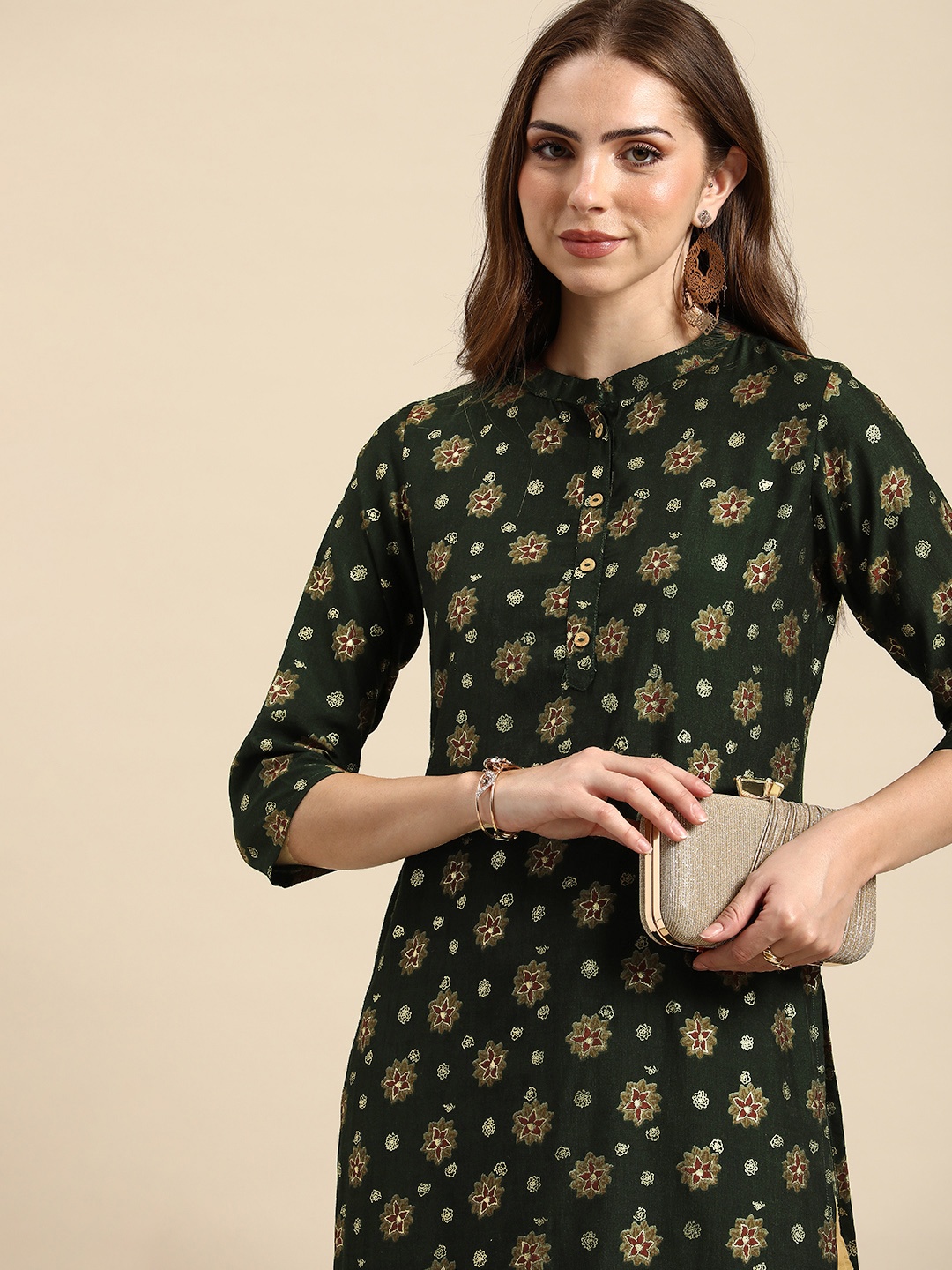 

Anouk Floral Printed Kurta, Green