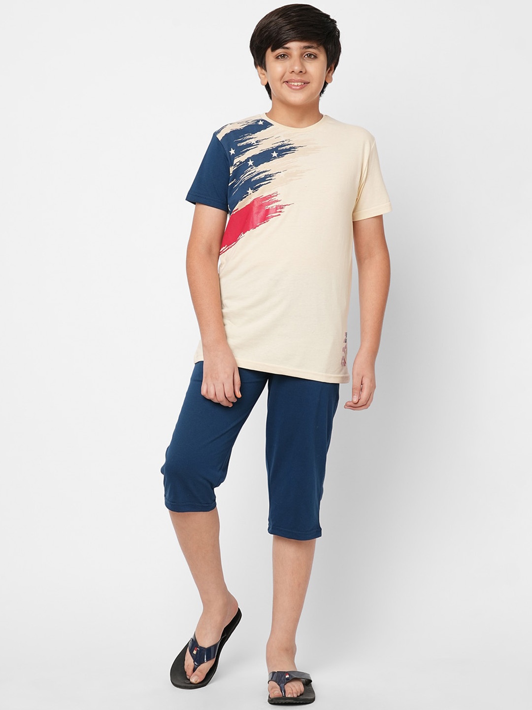 

Sweet Dreams Boys Graphic Printed Night Suit, Beige