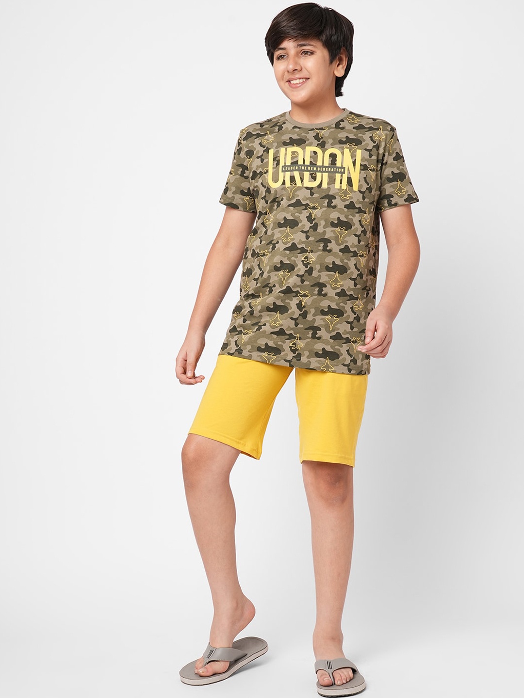 

Sweet Dreams Boys Camouflage Printed Night Suit, Green