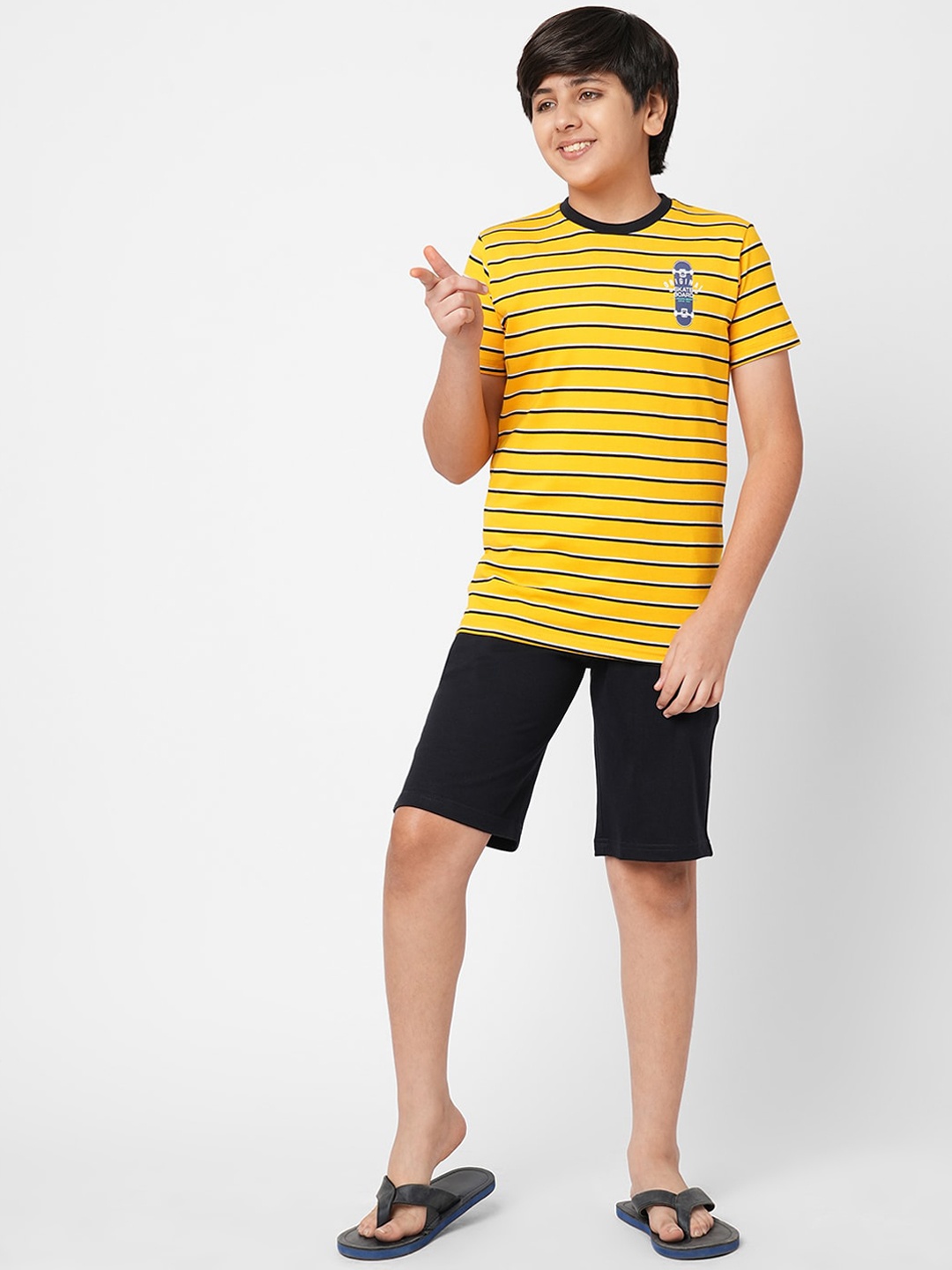 

Sweet Dreams Boys Striped Night Suit, Yellow