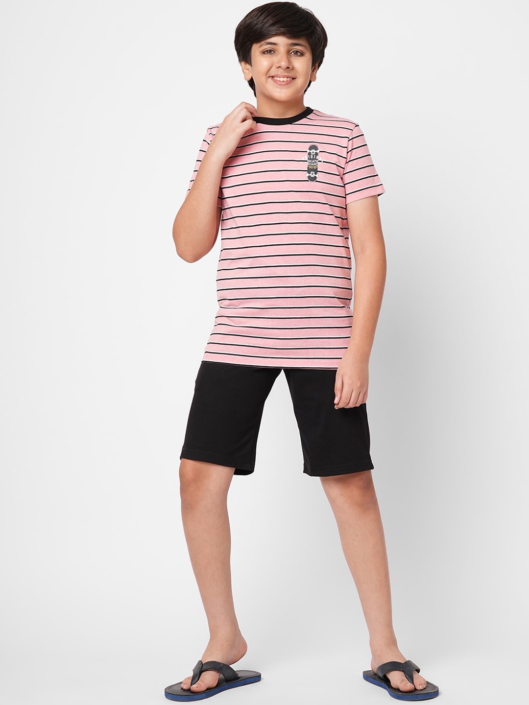 

Sweet Dreams Boys Striped Night Suit, Pink