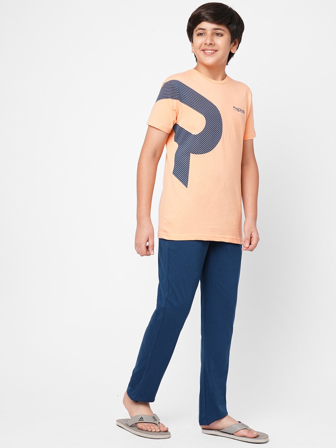 

Sweet Dreams Boys Typography Printed Night Suit, Peach