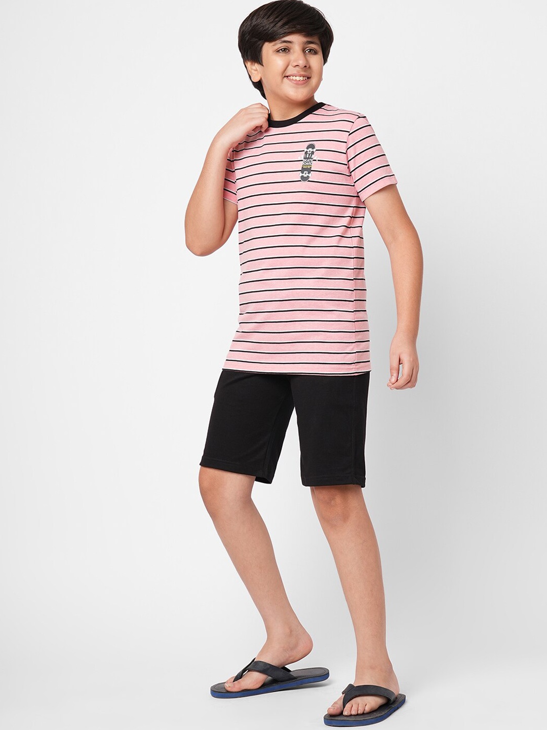 

Sweet Dreams Boys Striped Night Suit, Pink