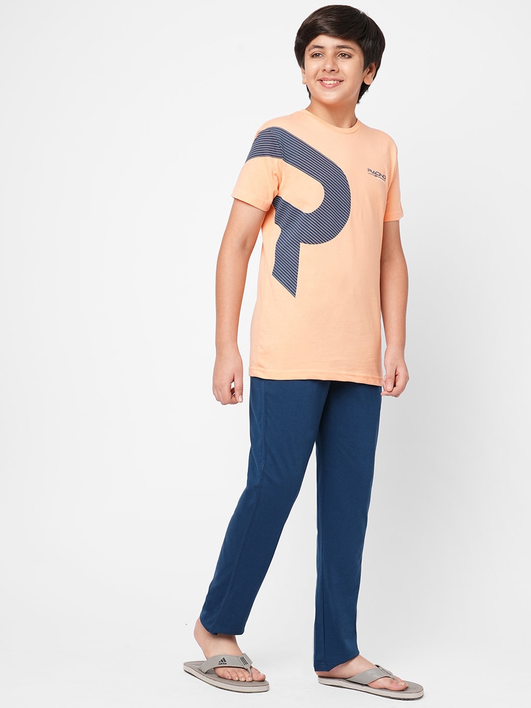 

Sweet Dreams Boys Typography Printed Night Suit, Peach